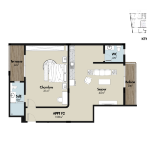 Etage 7_Appt F2 Appartement 7002 — Grand F2 Élégance